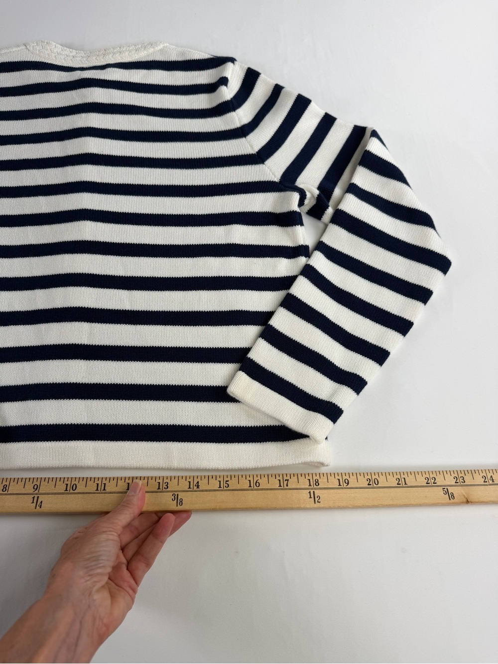 J. Crew Nautical Inspired Navy and White Striped - Gold Button Cardigan  NWT -Sm - Picture 16 of 16